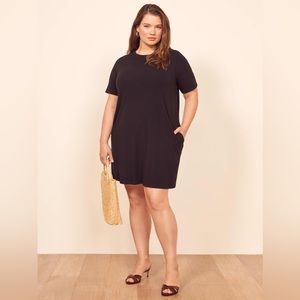 Reformation Charli Black Ribbed Tee Dress 1X